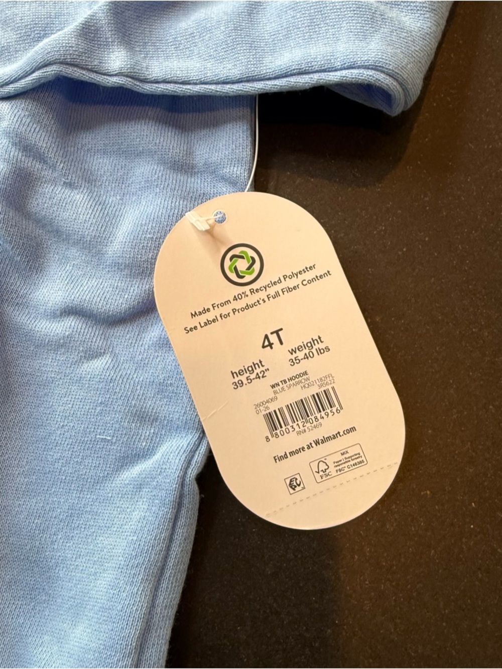 NWT Wonder Nation Light Blue Hoodie 4T Pullover Pocket Sweatshirt - Picture 4 of 6